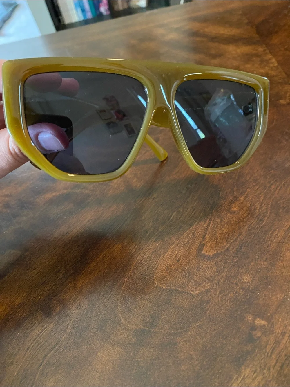 Olive Green Retro Rectangle Sunglasses